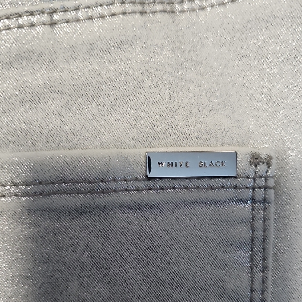 White House Black Market Shimmering Silver Skinny Jeans - Picture 2 of 7